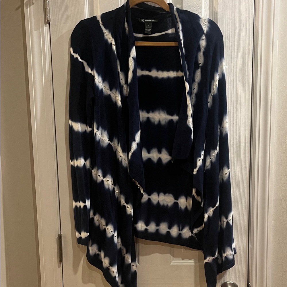 INC International Concepts Women's Navy and White Cardigan